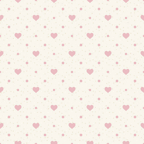 Retro seamless pattern. Retro seamless pattern. Pink hearts and dots on beige background. honeymoon book stock illustrations