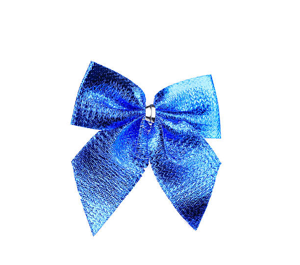 istock Festive blue bow made of ribbon. 462322083