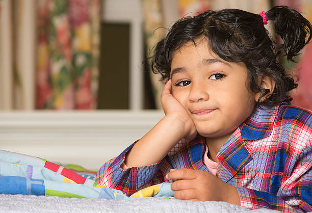 Little Girl with a Bored Expression stock photo