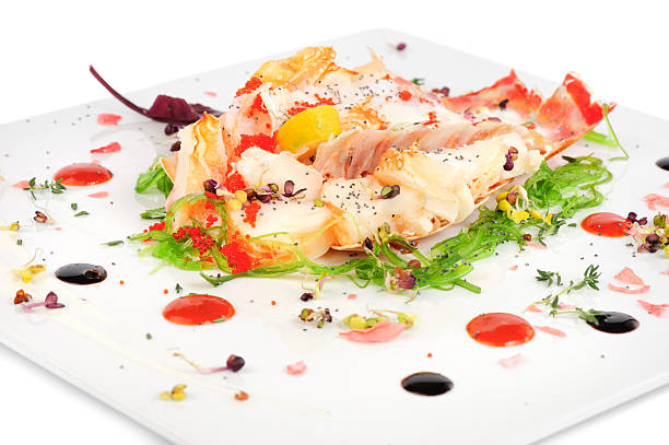 Lobster salad in japanese style with chuka seaweed and tobico