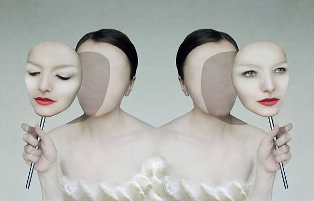 surreal のポートレート - symmetry individuality human face reflection ストックフォトと画像