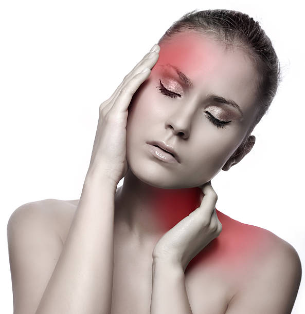 istock Blonde woman with headache. 462331657