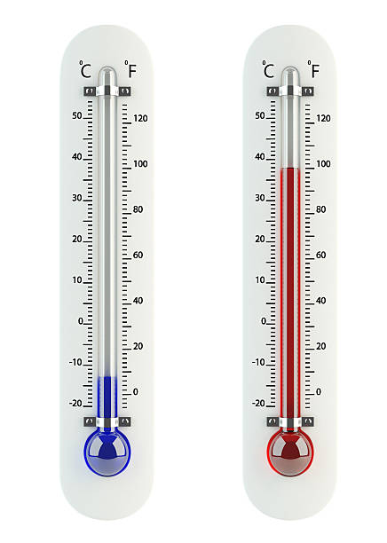 thermometers 3d render of thermometers isolated on white background celsius stock pictures, royalty-free photos & images