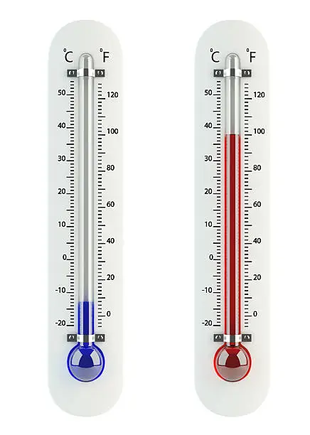 3d render of thermometers isolated on white background