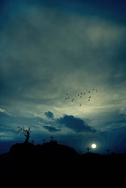 Photo of Death valley : Blue Twilight landscape cemetery