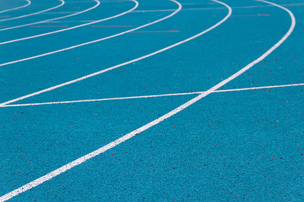 istock Athletics running track on the curve 462342643