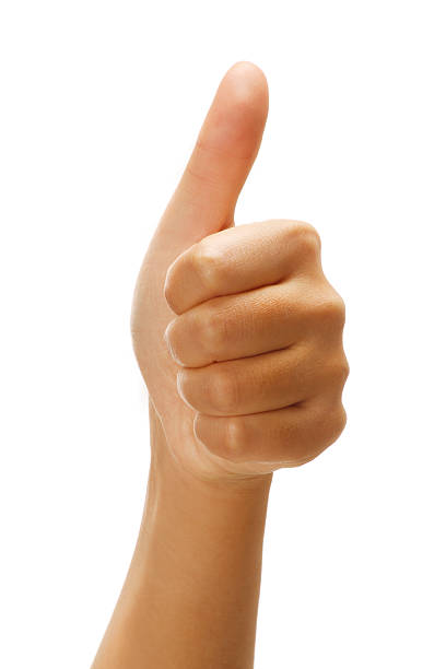 istock Female hand with thumbs up positive gesture 462344359