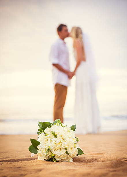 istock Bride and Groom, Beautiful Tropical Beach at Sunset 462345007