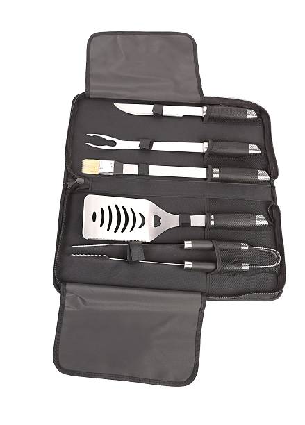 istock Set of tools for bbq in black bag. 462346385