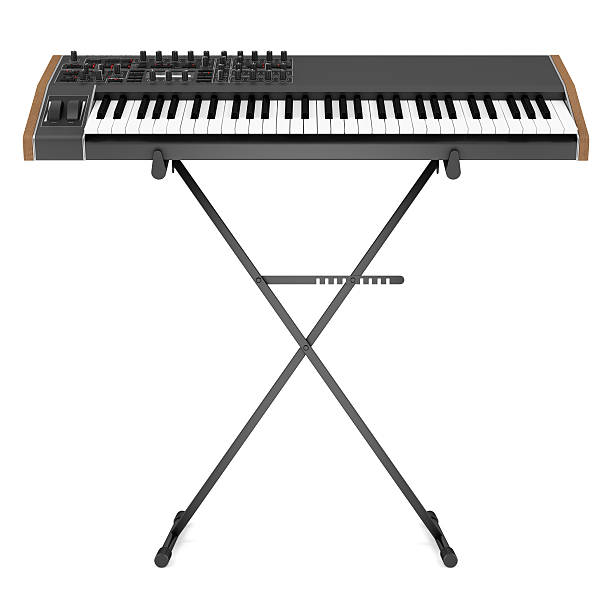 istock black synthesizer on stand isolated white background 462348035