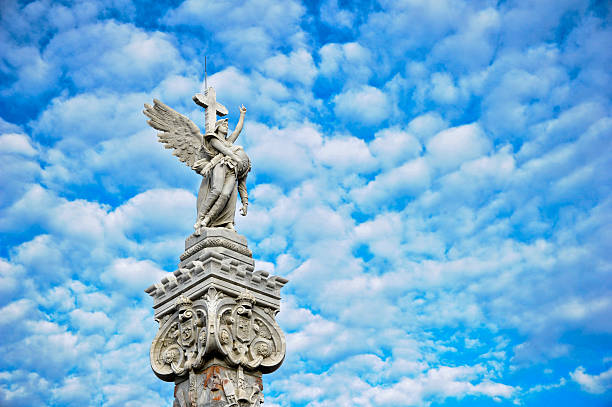White marble statue at the cemetery 