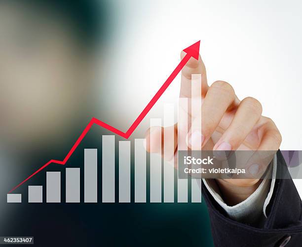 Pointing To Upward Financial Symbol Stock Photo - Download Image Now - Chart, Finance, Growth