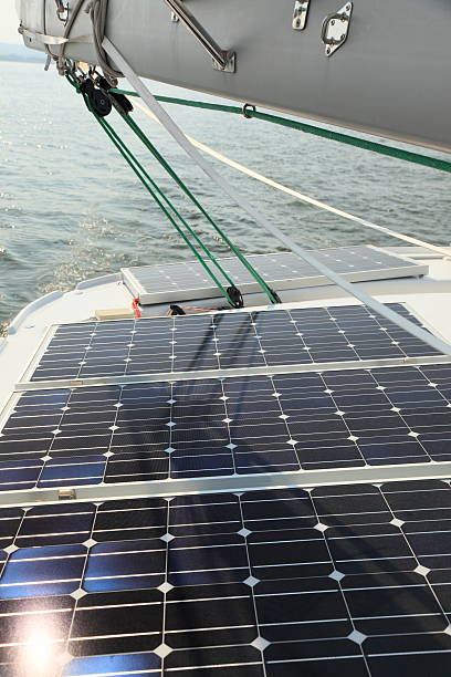 istock Solar Panels charging batteries aboard sail boat 462354679