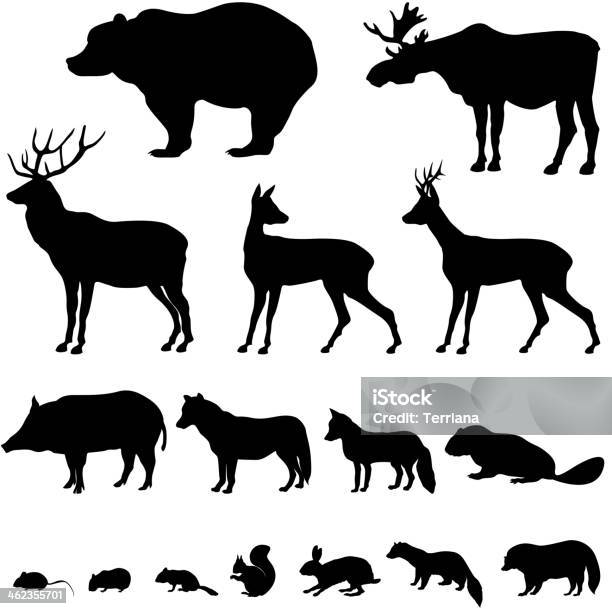 Animals Silhouettes Vector Icons Set Stock Illustration - Download Image Now - In Silhouette, Animals In The Wild, Wild Boar