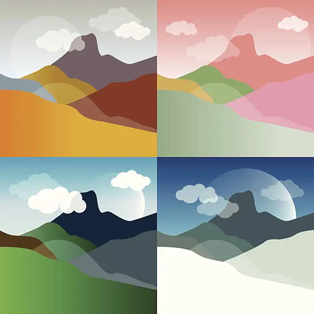 Vector illustration of Mountain landscape background collection