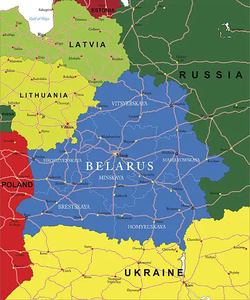 Vector illustration of Belarus map
