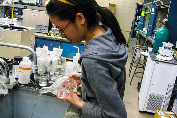 Female scientist at work in laboratory stock photo