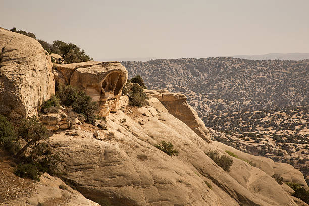Typical landscape and rock forms in Dana National Park, Jordan