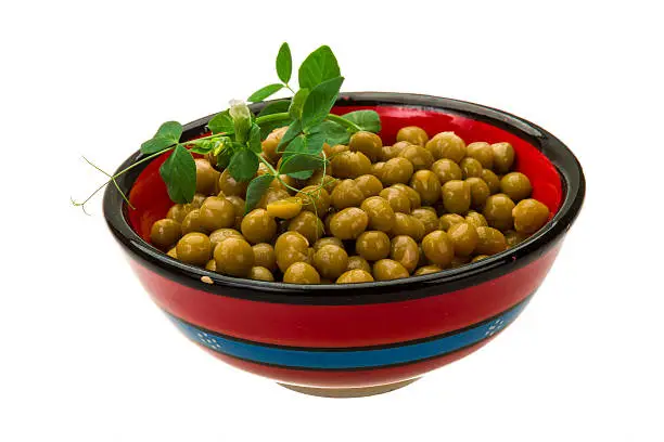 Marinated green peas with branch