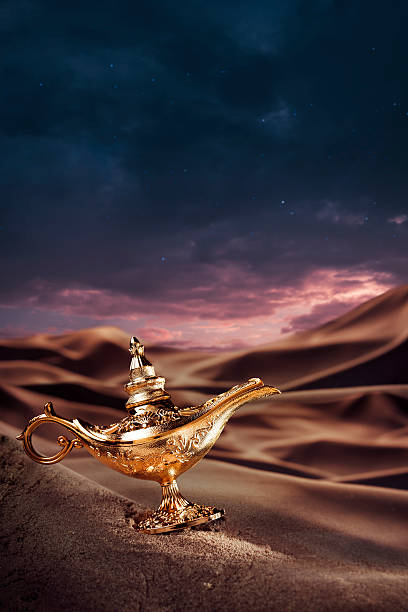 istock Magic Aladdin's Genie lamp on a desert 462367313
