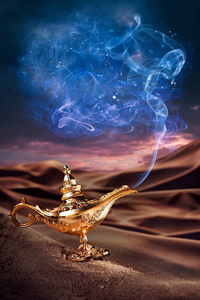 istock Magic Aladdin's Genie lamp on a desert 462367385