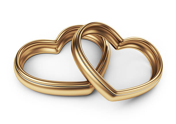 istock Gold two love ring. 3D Icon isolated 462368181
