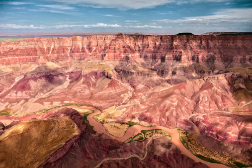 Aerial view of Colorado River in Grand Canyon NP,AZ