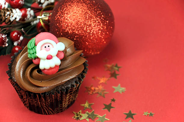 Christmas chocolate cupcakes with Santa faces