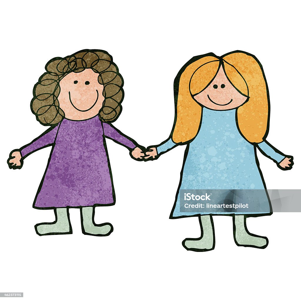 Childs Drawing Of Friends Together Stock Illustration - Download Image Now  - Bizarre, Cartoon, Cultures - iStock