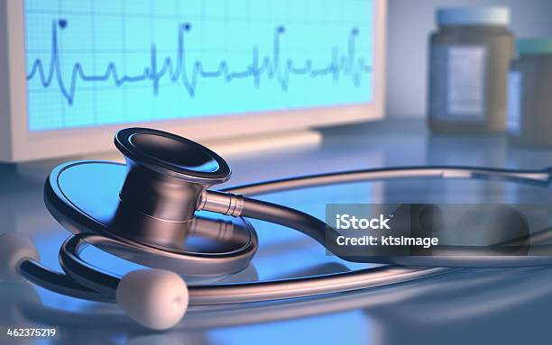 Stethoscope Exam Stock Photo - Download Image Now - Capsule - Medicine, Cardiologist, Care