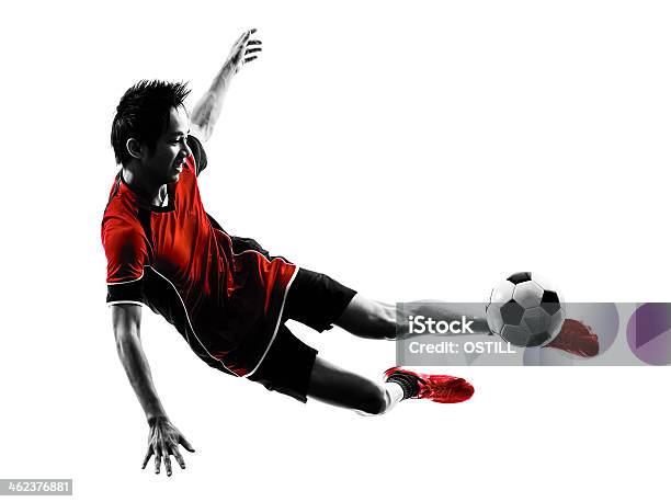 Asian Soccer Player Young Man Silhouette Stock Photo - Download Image Now - Soccer Player, Asian and Indian Ethnicities, Chinese Ethnicity