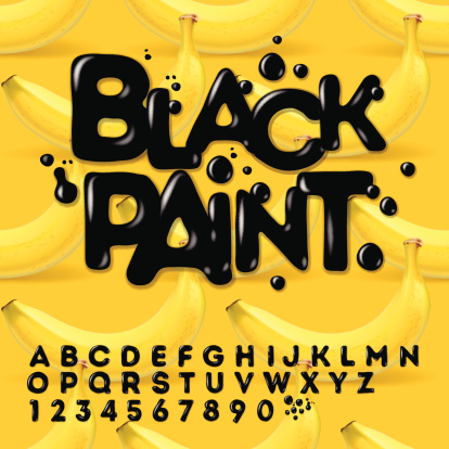 Black oil painted alphabet, vector Eps10 illustration.
