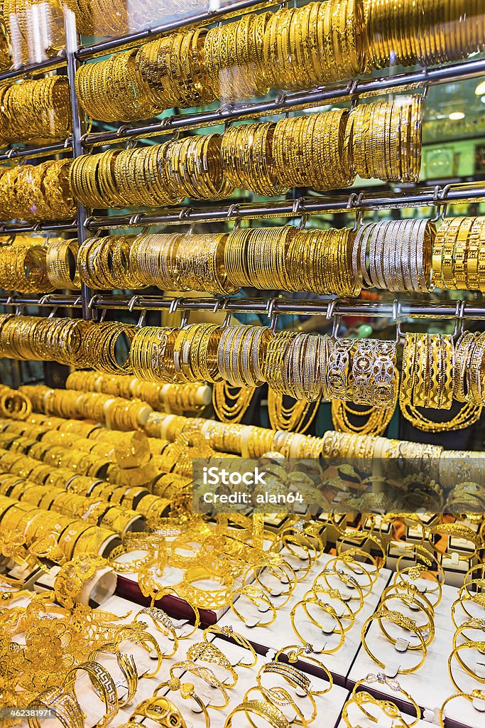 Gold market in Duba Gold market in Dubai, Deira Gold Souq Arabia Stock Photo