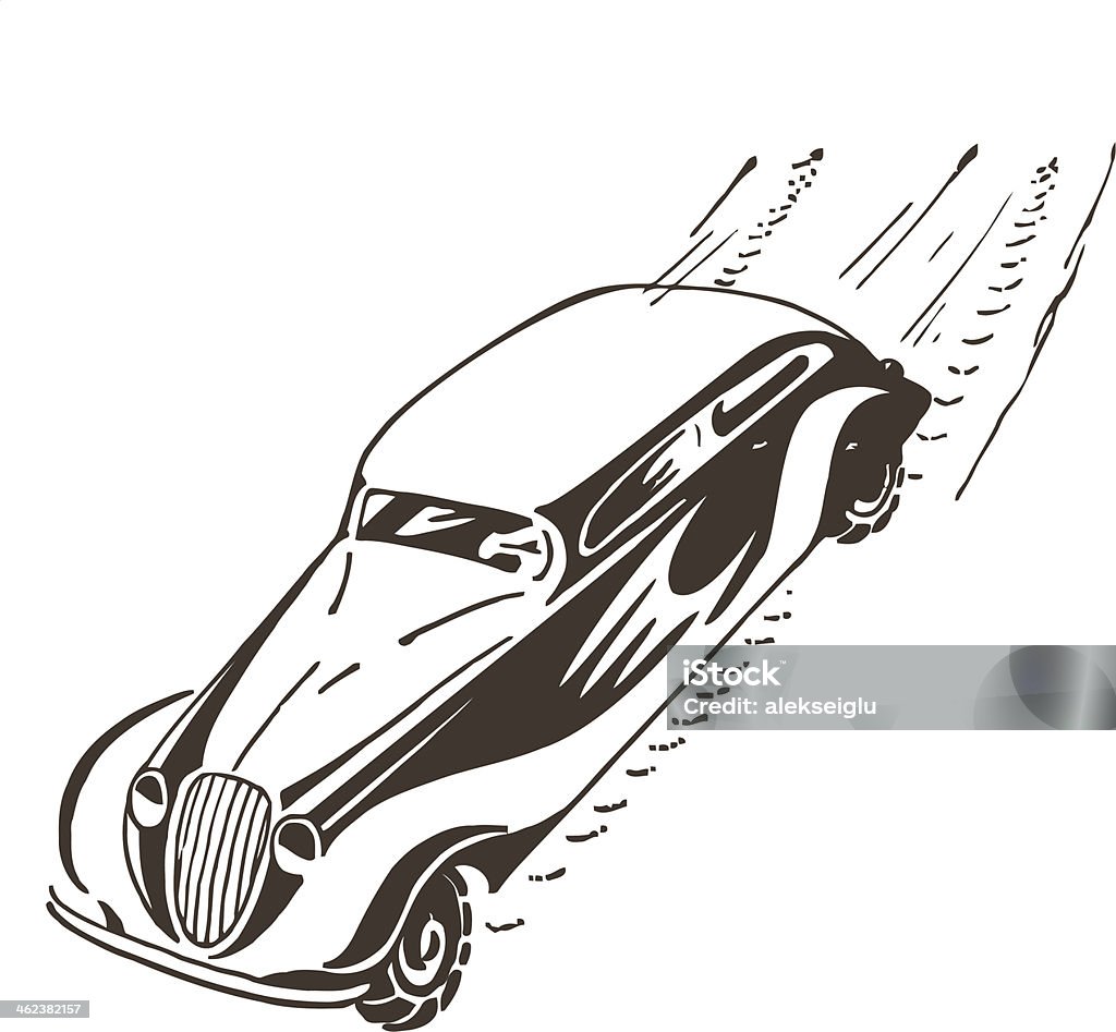Starych samochodów Wyścigi na wysokiej prędkości. - Grafika wektorowa royalty-free (Powrót do retro)
