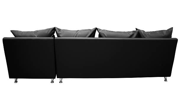 Leather couch. Clipping path Rear view of a couch against white background. couch back stock pictures, royalty-free photos & images
