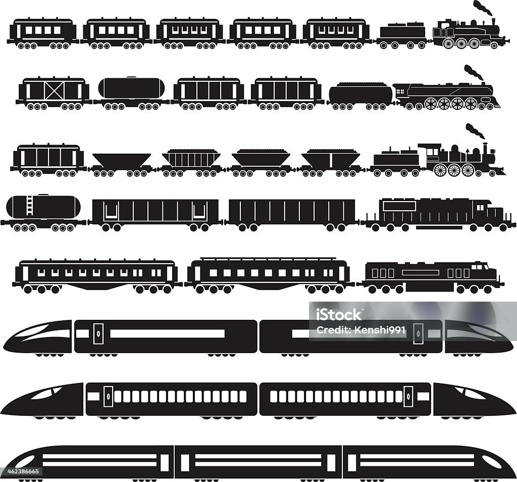 Set von Züge - Lizenzfrei Eisenbahn Vektorgrafik