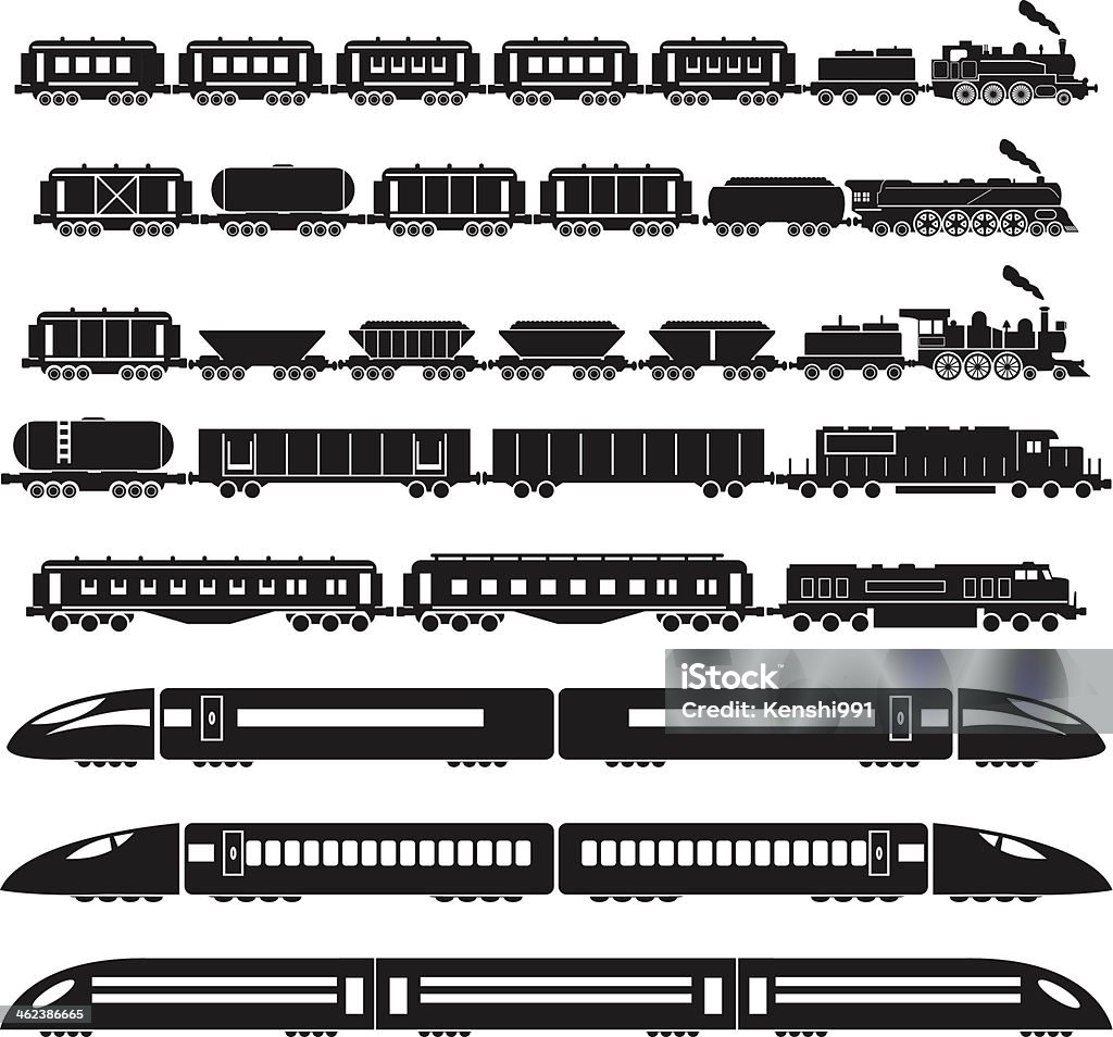 Set of trains set of vector trains Train - Vehicle stock vector