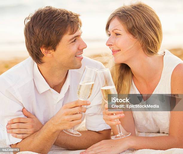 Honeymoon Concept Man And Woman In Love Stock Photo - Download Image Now - Adult, Adults Only, Beach