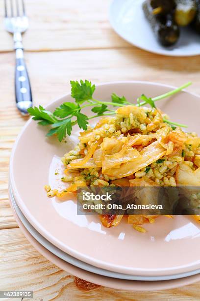 Risotto With Slices Of Braised Cabbage Stock Photo - Download Image Now - Cabbage, Risotto, Backgrounds