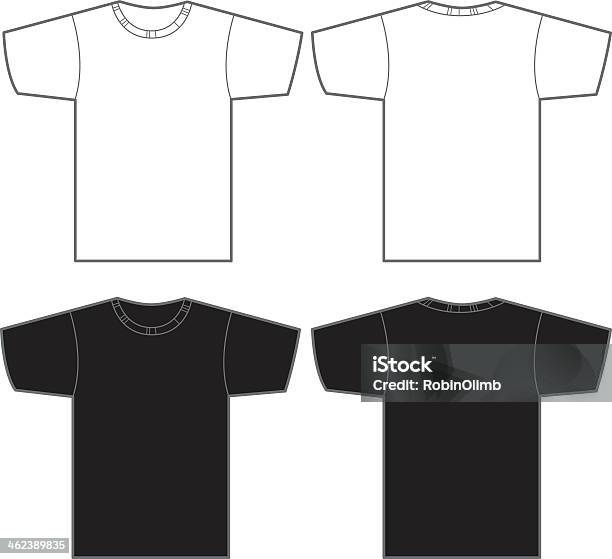 Two White And Two Black Tshirts Stock Illustration - Download Image Now - T-Shirt, Template, Shirt