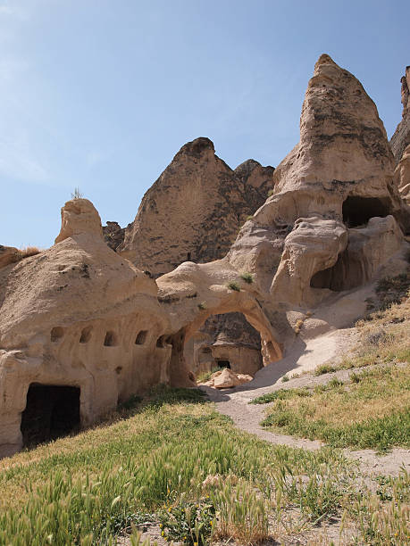 cave dwellings in Cappadocia, Turkey bizarre rock formations Goreme stock pictures, royalty-free photos & images