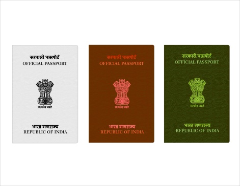 Illustration of various Indian passports