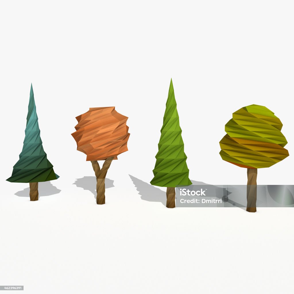 Cartoon trees Cartoon trees  low poly Art Stock Photo