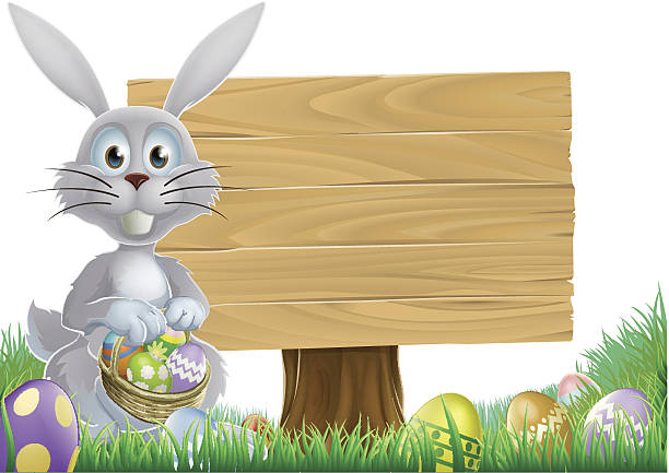 ilustrações, clipart, desenhos animados e ícones de coelhinho da páscoa e aviso de mensagem - easter rabbit easter bunny cartoon