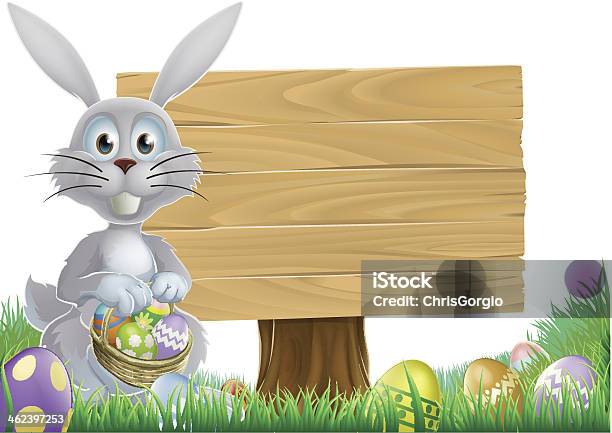 Easter Message Sign Bunny And Easter Message Sign Stock Illustration - Download Image Now ...