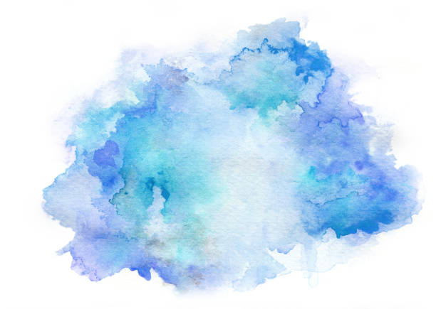 istock blue watercolor drawing ink 462397317