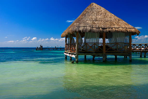 altana palapa spa w cancun plaża, morze karaibskie - romance tropical climate ideas travel destinations zdjęcia i obrazy z banku zdjęć