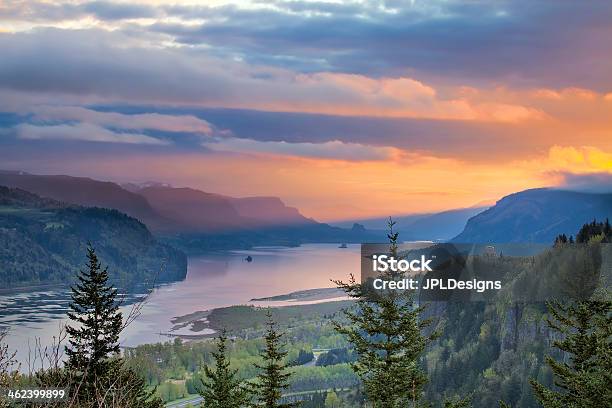 Sunrise Over Crown Point At Columbia River Gorge Stock Photo - Download Image Now - Oregon - US State, Columbia River, Pacific Northwest