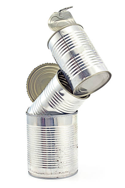 istock Tower of open empty tin can isolated on white 462402571