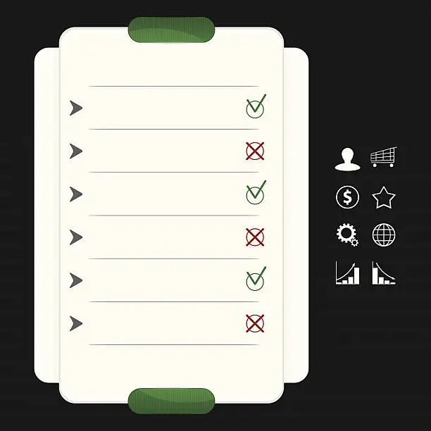 Vector illustration of An empty form with icons for your data